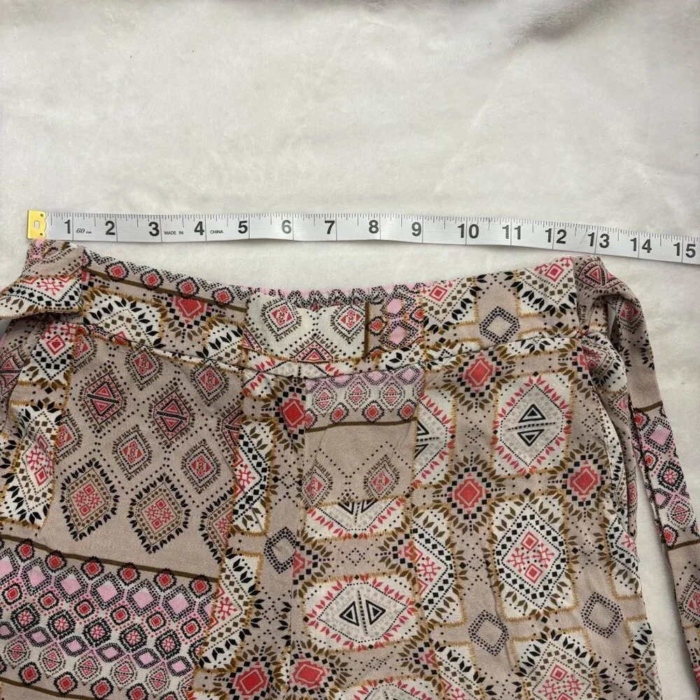 Boho Print Festival High-Waisted Flowy Palazzo Wide-Leg Lounge Pants New Look S - Picture 6 of 8